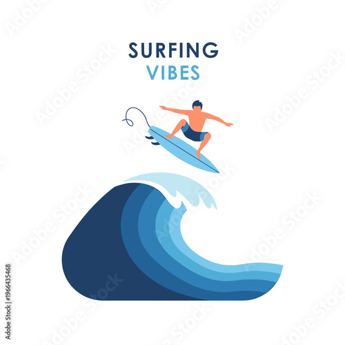 Surfer Riding Wave, Surfing Vibes, Ocean Sport, Summer Vacation, Extreme Activity