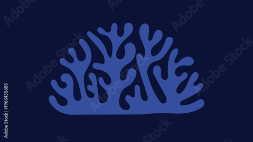 Blue vector illustration of an underwater world and fish in an aquarium with neon color icons and a new business concept design for a holiday celebration greeting card symbol or label