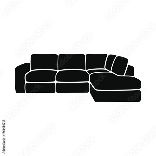 Black sectional sofa with white outlines on white background black sofa furniture