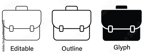 Briefcase line icon set. Vector illustration.

