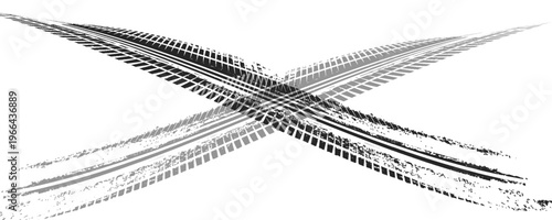 Black tire marks on road, Black rubber tire marks and tread marks, Tire trace track wheels texture and background,