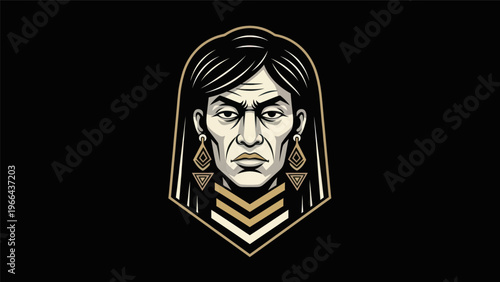 Stylized portrait with geometric details