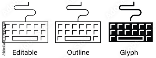 Keyboard line icon set. Vector illustration.