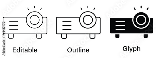 Projector line icon set. Vector illustration.