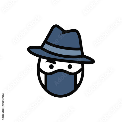 Modern Spy Agent Logo with Hat and Mask Minimalist Icon