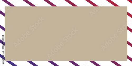 Airmail envelope frame. Commercial envelope. International vintage letter border. Retro air mail postcard with blue and red stripes. Blank correspondence paper template.eps,10