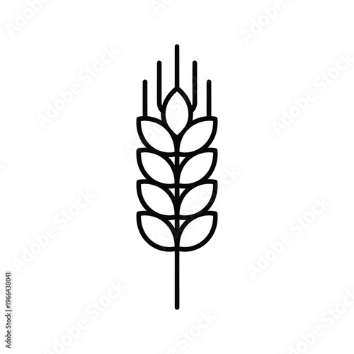 Outline icon of a golden wheat ear, symbolizing bountiful harvest, staple food, and agricultural prosperity.
