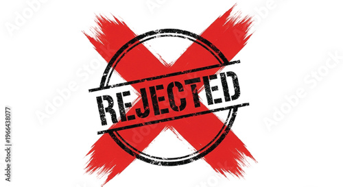 Red stamp with rejected text on white background stamp red ink