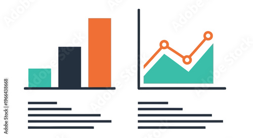 Data visualization bar and line graphs with axes representing analytics