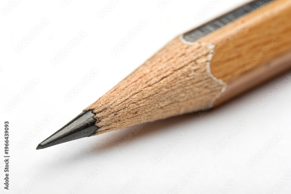 Fototapeta premium A pencil with a black tip is shown on a white background
