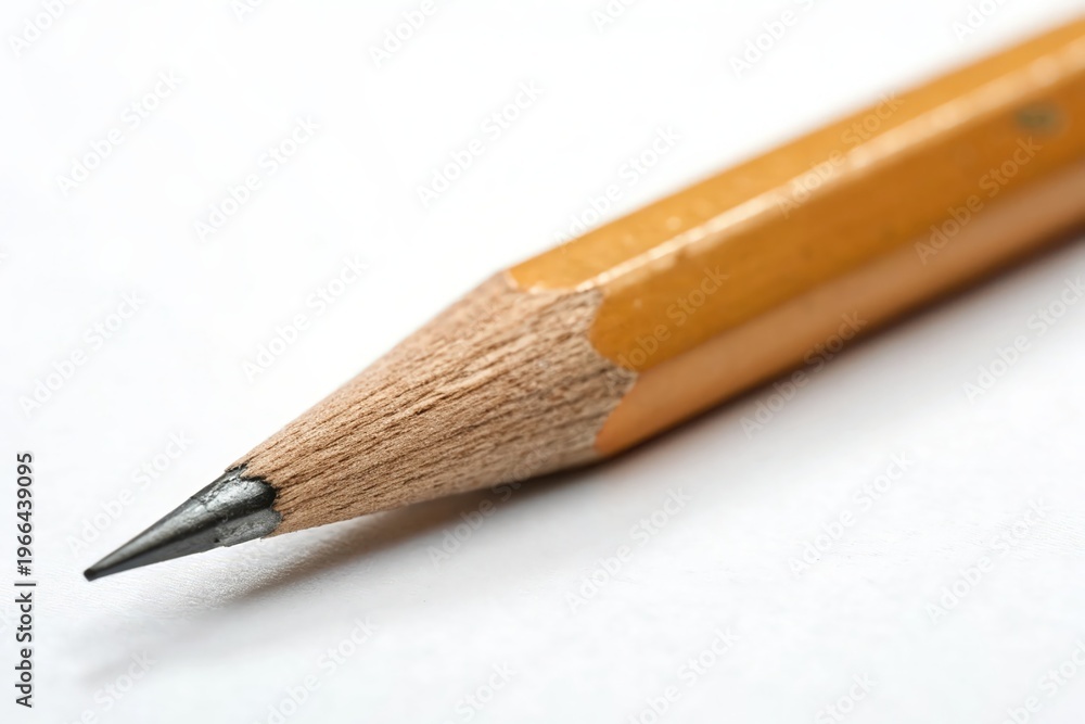 Fototapeta premium A pencil with a black tip is shown on a white background