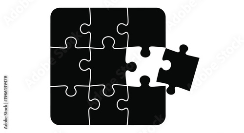 Black puzzle with a missing piece representing incompleteness or problem solving