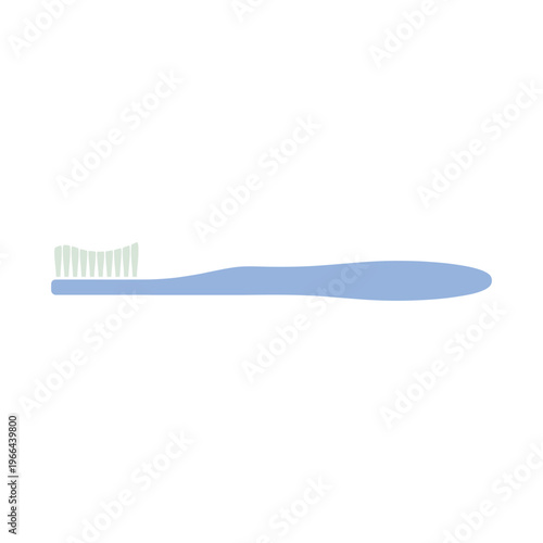 Blue toothbrush with white bristles on white background hygiene