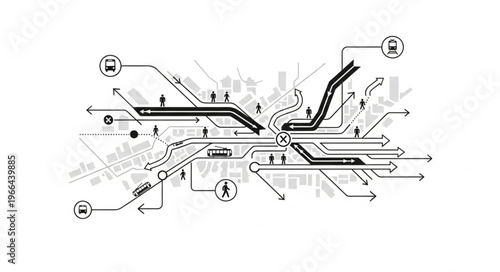 Abstract Urban Transportation Network Diagram.