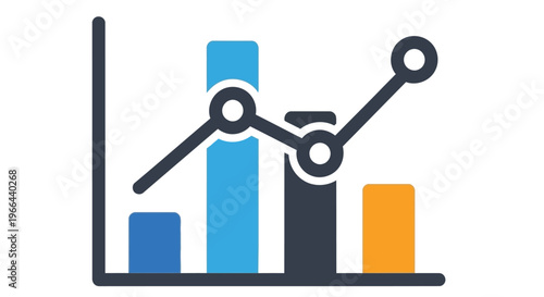Colorful data chart icon displaying growth trends and statistical analysis