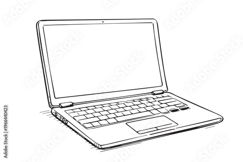 A simple vector illustration of a laptop with a clean and modern design, representing technology, digital work, and everyday computing in a minimal visual style.