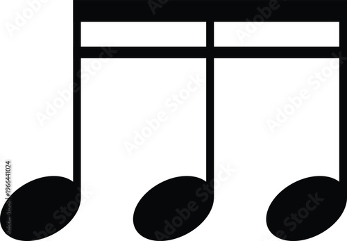 Three beamed sixteenth notes vector icon
