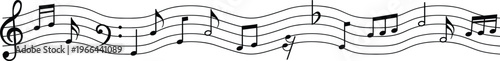 Wavy Musical Staff with Notes