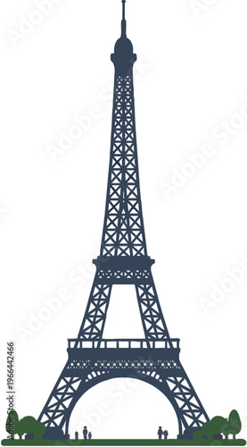 Eiffel Tower Illustration with French Flag