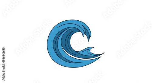 Blue wave icon graphic symbol.