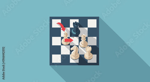 Cartoon sushi on chess board game.