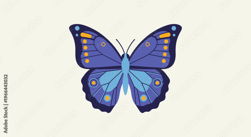 Obraz premium Colorful Blue Butterfly With Patterns.