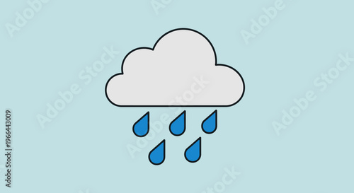 Cloud with rain drops falling down.