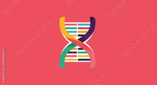 Colorful DNA double helix structure model.