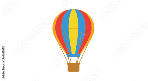 Colorful hot air balloon flying high.