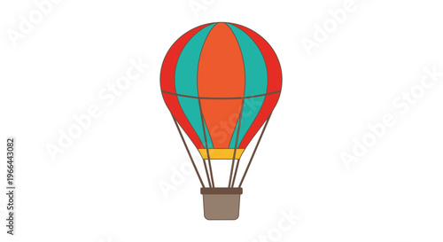 Colorful hot air balloon flying high.