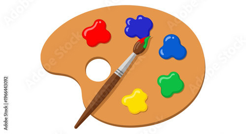 Colorful paint palette with brush.