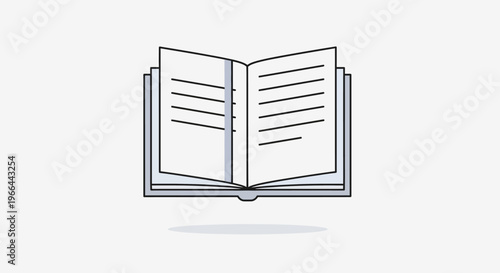 Open Book with Lined Pages Illustration.