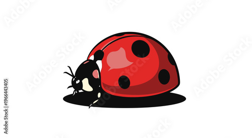 Ladybug with black spots crawling slowly.