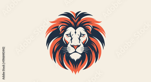 Lion Head Illustration with Colorful Mane.