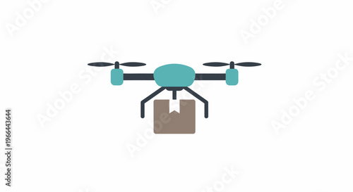 Drone carrying a brown package.