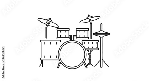 Drum set with cymbals and stands.