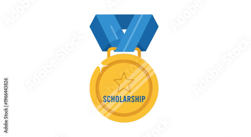 Golden medal with blue ribbon scholarship.