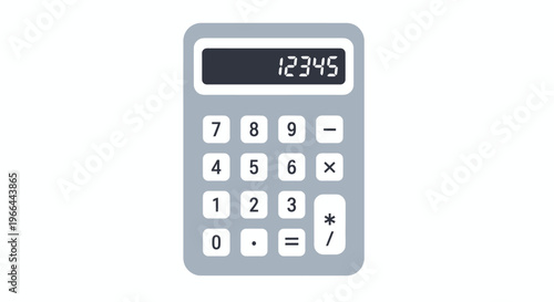 Gray calculator with white buttons.