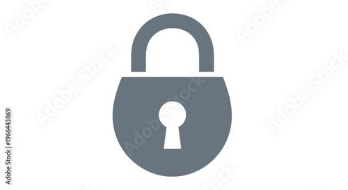 Gray metal padlock with keyhole.