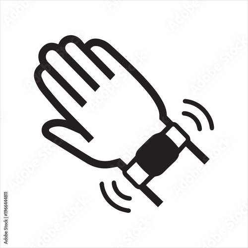 Vibrating wristband on hand icon. Electronic mosquito repellent bracelet. Monochrome black and white symbol