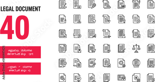 40th legal document milestone with professional icons and red highlight for business achievement