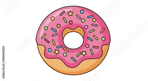 Pink Donut with Colorful Sprinkles Decoration.