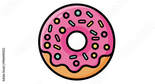 Pink Donut with Colorful Sprinkles.