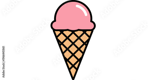 Pink Ice Cream in Waffle Cone.