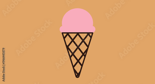 Pink Ice Cream Cone Dessert Treat.