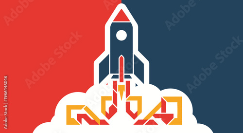 Rocket Ship Launching into Space.