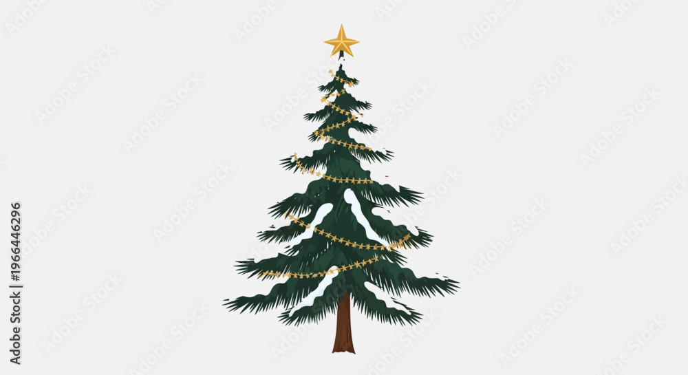 Fototapeta premium Snowy Christmas Tree with Star.