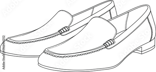 Pair of men's shoes isolated on transparent background, classic moccasin footwear design.