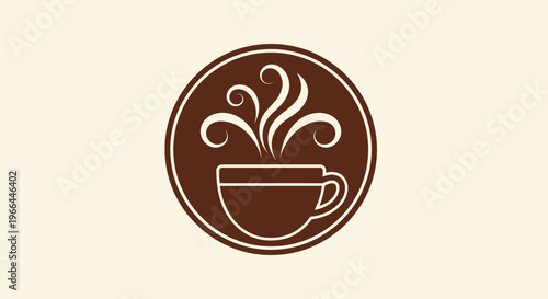 Steaming hot coffee cup logo design.