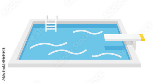 Swimming pool with diving board.